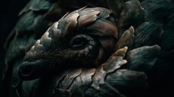 Intricate Close-up of a Unique Animal with Leaf-like Texture and Distinct Eye, Perfect for Nature and Wildlife Themes photo
