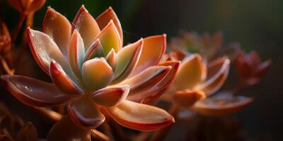 Close-Up of Beautiful Succulent Plant with Vibrant Colors and Soft Textures in Natural Light photo