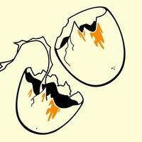 Broken Eggshells, Cracked Egg Shells, Illustration vector