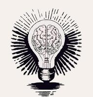 Lightbulb with Brain Inside Idea, Innovation Concept vector