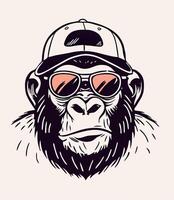 Cool Chimp in Sunglasses and Cap Illustration vector