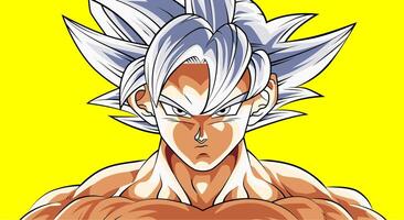 Illustration of Goku in Ultra Instinct from Dragon Ball Super in color vector