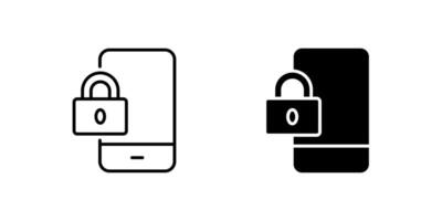Lock Phone Icon Collection, a phone with a lock in outline and glyph styles. Represents security or privacy. Perfect for tech security design. vector