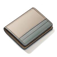 Stylish leather wallet in beige and teal colors on white background with copy space photo