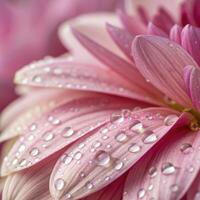 Lotus flower petals with dew drops in a soft, gentle background, macro photography photo