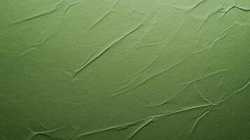 Textured olive green surface with creases creating an abstract design of light and shadow photo