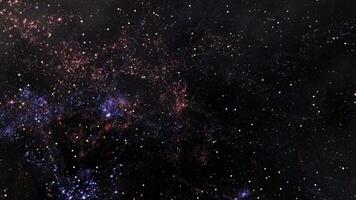 Reverse view traveling through star fields in space video