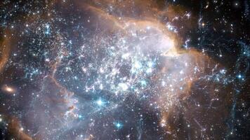Flying through star fields and galaxies in space loop. video