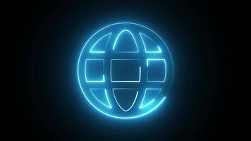 A stunning neon globe lights up against a dark backdrop, perfect for tech-related concepts. video
