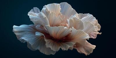 Delicate Flower with Intricate Petals and Soft Color Gradation on Dark Background photo