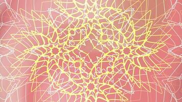 Pink and yellow abstract swirling lines in a symmetrical pattern, suitable for backgrounds, prints, or vibrant design elements. video