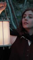 Woman Is Scared In The Public Park At Night Alone Not Safe Outside video