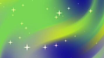 An abstract background with blended green yellow and blue colors dotted with starshaped sparkles video
