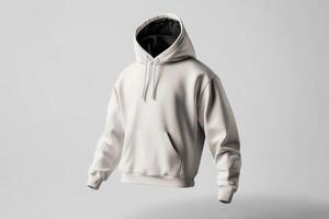 White hoodie mockup on gray background photo