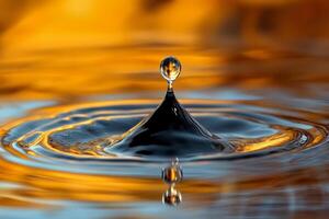 Water drop with a drop of water on top photo
