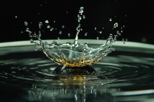 A drop of water splashing into the water photo