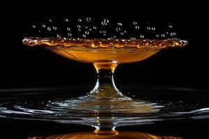 A glass bowl with water and bubbles photo