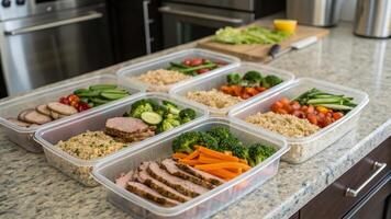 Clear Meal Prep Containers in a Structured Layout photo