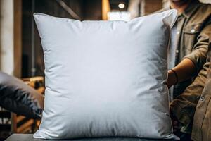 Minimalist Pillow Mockup for Branding and Design Presentation photo