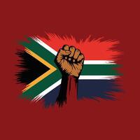 Raised fist with south african flag for freedom and resistance vector