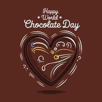 Happy world chocolate day with heart shaped decorative illustration vector