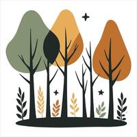 Minimalist Illustration in Autumn Wood Color fields, simple forms, and style vector