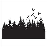 Abstract pine tree silhouettes fading into a swirling snowfilled background vector