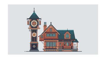 Victorian era house with grand clock tower vector