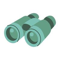 A pair of binoculars with a green color. The binoculars are placed on a white background vector