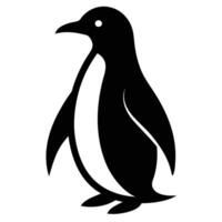 Elegant black and white penguin silhouette standing isolated against a clean white background vector