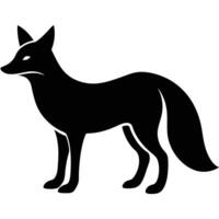 Elegant black silhouette illustration depicting a fox in a standing position with sharp details vector