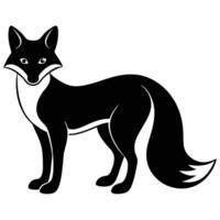 A simple black and white illustration of a graceful fox in a format vector