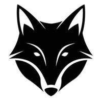 Bold black and white silhouette of a fox head with sharp angles and minimalist design vector