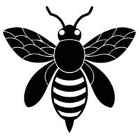 Black and white bee silhouette simple illustration insect nature design element isolated vector