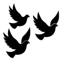Silhouette illustration of three graceful doves with outstretched wings soaring against a white background vector
