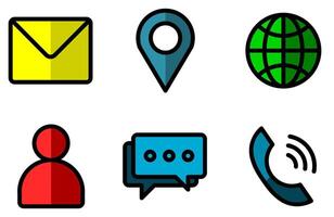 Message, pin location, browser, person, phone icon combination style vector