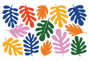 Colorful Abstract Leaf, Set, Modern Decorative Matisse Inspired Botanical Shapes for Print. vector
