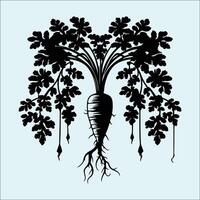 Organic Parsnip Silhouette Illustration for Healthy Food Art vector