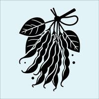 Isolated French Bean Silhouette for Eco and Vegan Concepts vector