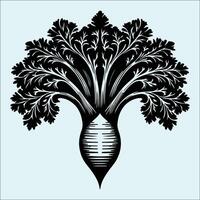 Parsnip Root Vegetable Silhouette Illustration in Black vector