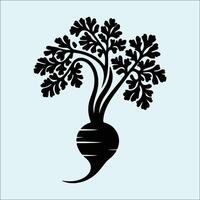 Solid Black Parsnip Silhouette for Food Design Elements vector