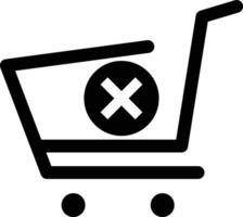 cancel shopping cart icon Illustration. Trendy Symbol in Glyph Style for Design and Websites, Presentation or Mobile. shopping cart icon with an x. vector