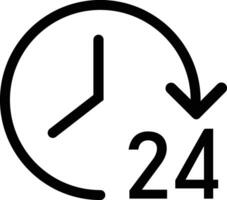 All-Day Service Icon Set. a clock with 24 hours on it and the word 24. 24-Hour Assistance Symbol vector