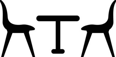 dining table and chairs icon. two chairs and table silhouette on white backgroundon vector