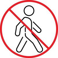 Walking ban icon. No Pedestrian Crossing Icon. Safety Restriction Symbol with Diagonal Line. vector