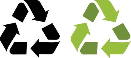 Recycle icon set. Recycling arrow icons. Reusing symbols. Recycling label. Recycle badge. Recycling icons. reuse and reduce icons. green and black icon of Recycling. in modern design. vector