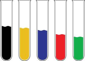 Set of colorful test tubes icon. Line, glyph and filled outline colorful version, outline and filled sign. Laboratory symbol, logo illustration. colorful test tubes with different colors vector
