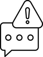 Error Message Icon. black and white icon of a speech bubble with a warning sign. line design vector