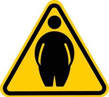 Obese people warning sign. yellow triangle sign. Priority access for fat people. Caution symbol. warning sign with a man standing on a triangle. vector
