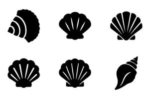 Minimalist seashell graphics, summer icon set vector